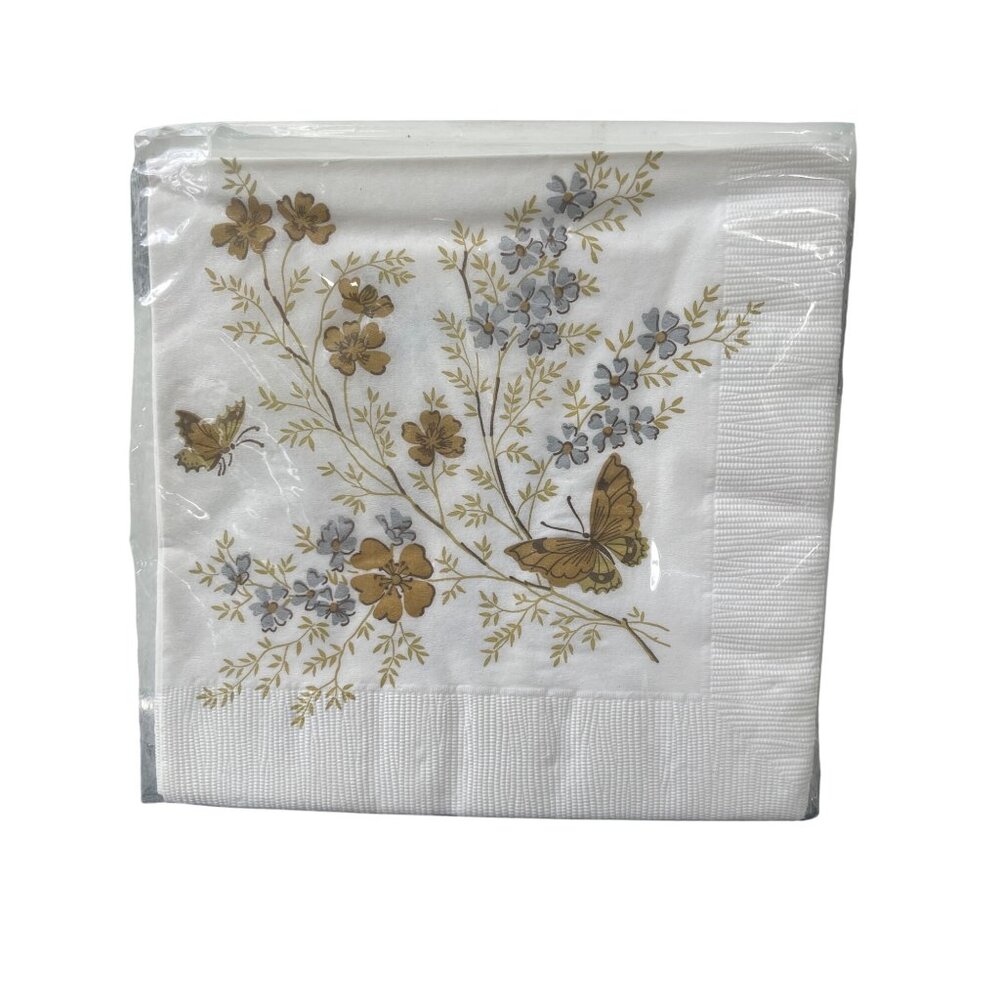 Vintage 15 Rust Craft Brownie Luncheon Napkins Floral Butterfly Estate NEW NOS